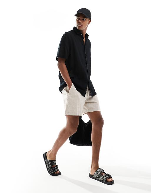 DESIGN relaxed textured shirt with patch pockets in black