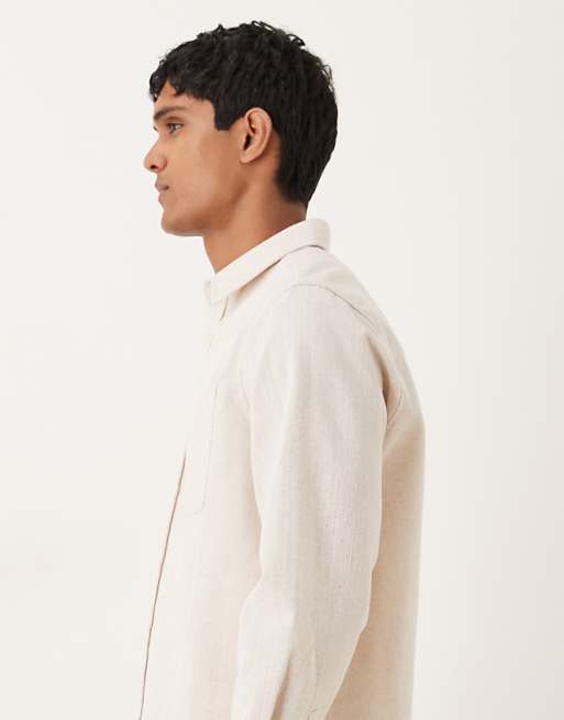 DESIGN Relaxed Textured Shirt With Square Collar In Beige