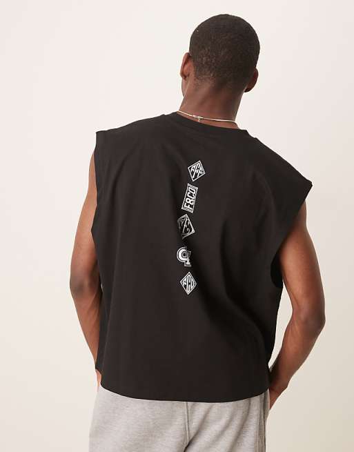 DESIGN Relaxed Vest With Back Print In Black