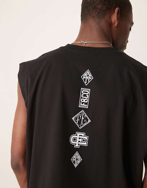 DESIGN Relaxed Vest With Back Print In Black