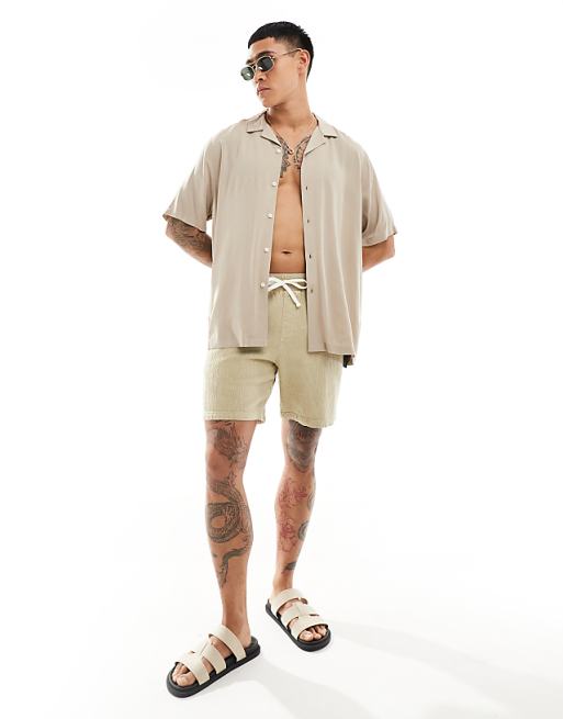 DESIGN relaxed viscose shirt in stone