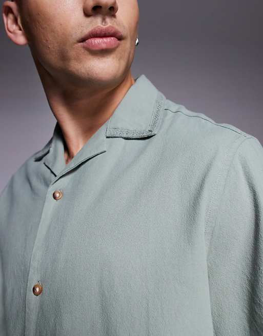DESIGN Revere Textured Shirt In Green