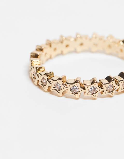 DESIGN Ring In Gold Tone With Diamante Detail