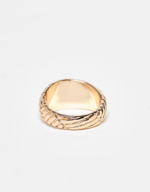 DESIGN Ring With Braided Rope Detail In Gold Tone