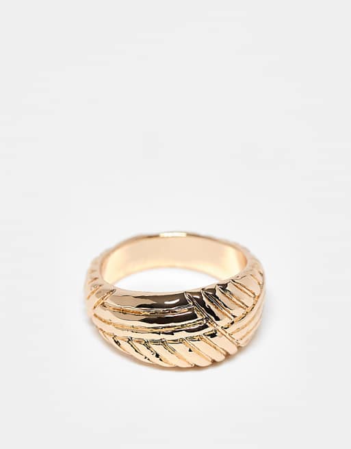 DESIGN ring with braided rope detail in gold tone