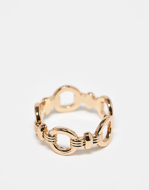 DESIGN ring with chain link design in gold tone