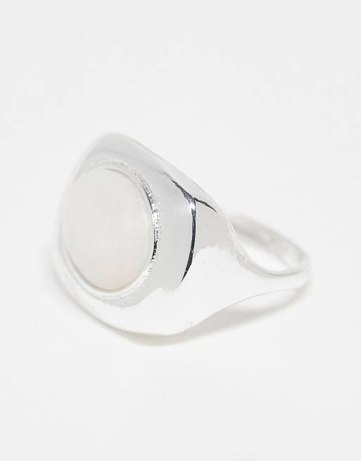 DESIGN Ring With Clean Sculptural Design In Silver Tone