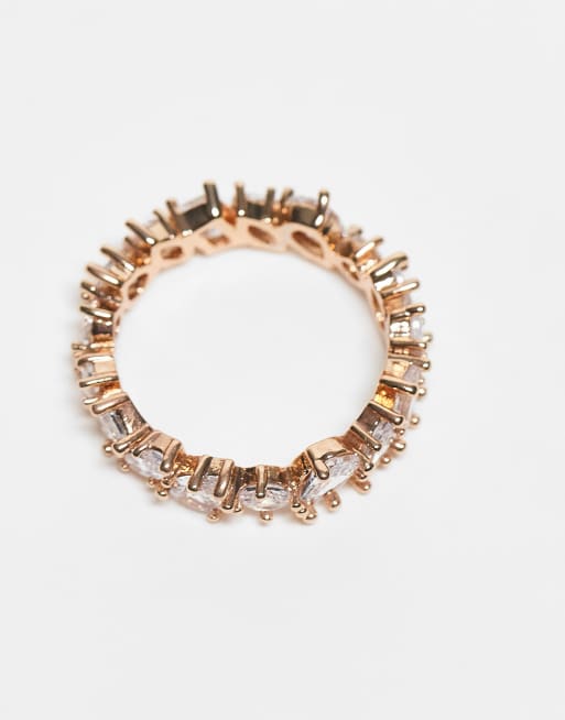 DESIGN Ring With Crystal Design In Gold Tone