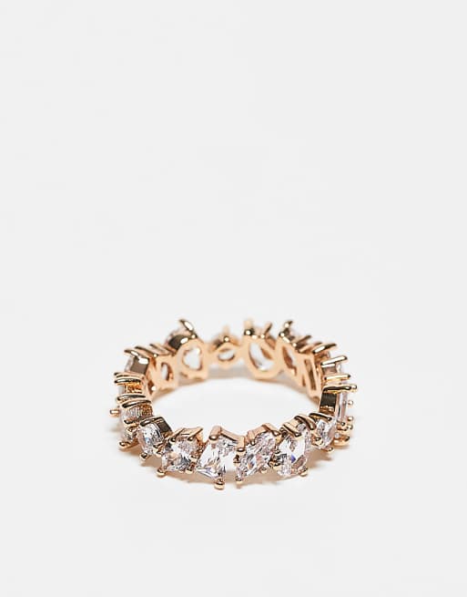 DESIGN ring with crystal design in gold tone