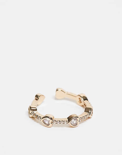 DESIGN ring with diamante heart stone set in gold tone