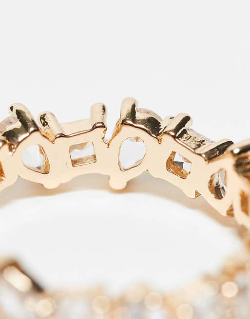 DESIGN Ring With Mixed Shape Cubic Zirconia Crystal In Gold Tone
