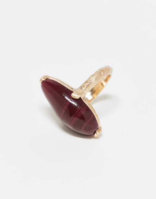 DESIGN Ring With Semi Precious Stone Set In Brushed Gold