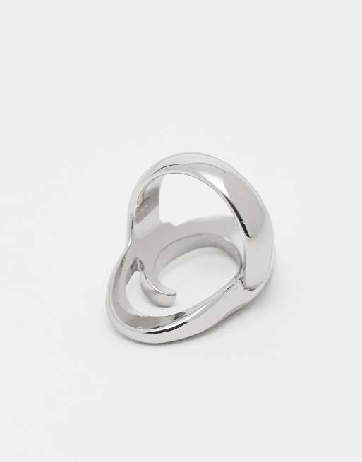 DESIGN Ring With Statement Swirl Design In Silver Tone