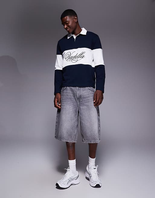 DESIGN Rugby Shirt With Chest Embroidery In Navy