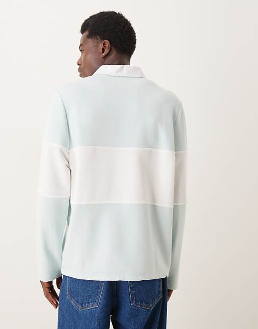 DESIGN Rugby Shirt With Contrast Panel In Blue