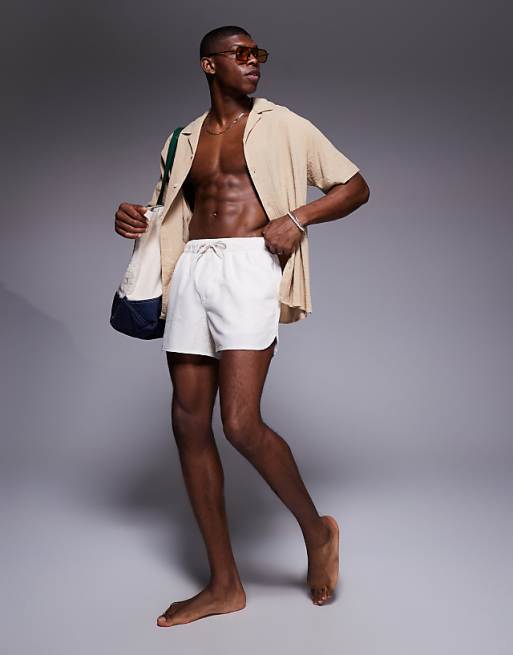 DESIGN Runner Swim Shorts In Short Length In White