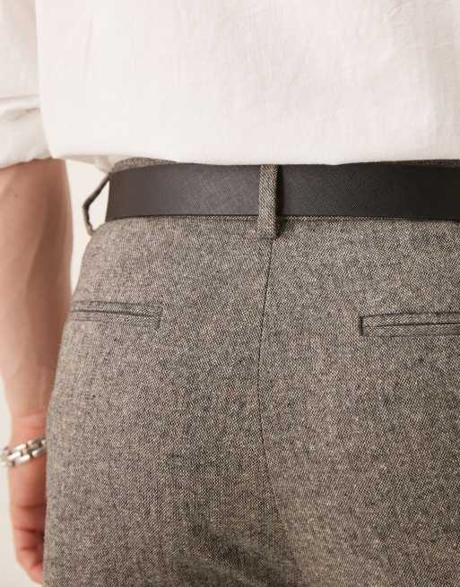 DESIGN Saffiano Leather Reversible Belt In Black And Burgundy