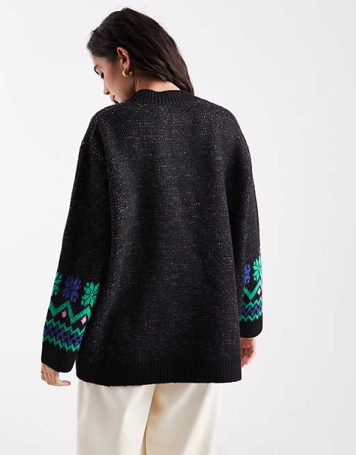DESIGN Santa Claws Jumper In Black