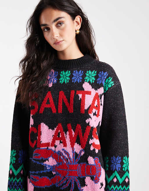 DESIGN santa claws jumper in black