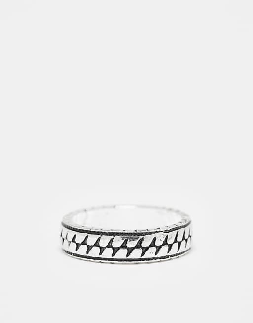 DESIGN scale textured band ring in burnished silver tone