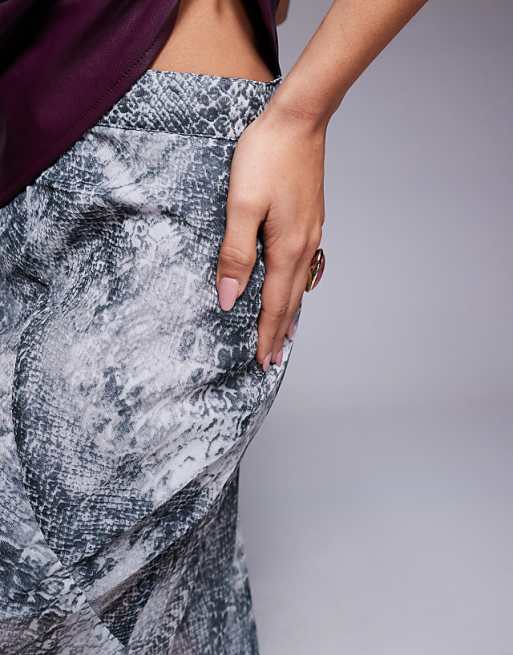 DESIGN Sheer Maxi Skirt In Snake Print