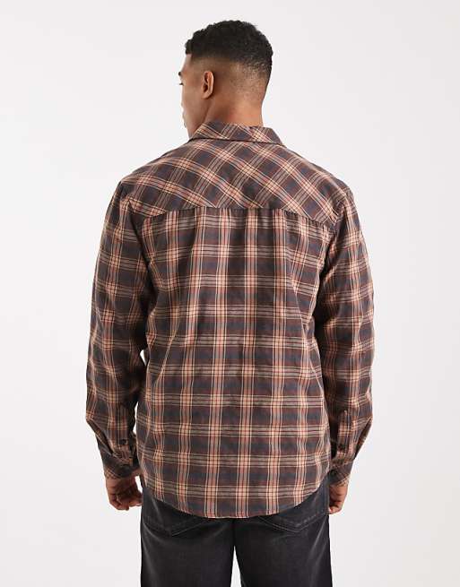 DESIGN Shirt With Pocket In Brown Check