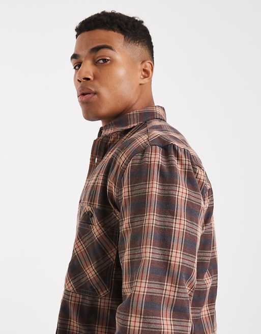 DESIGN Shirt With Pocket In Brown Check