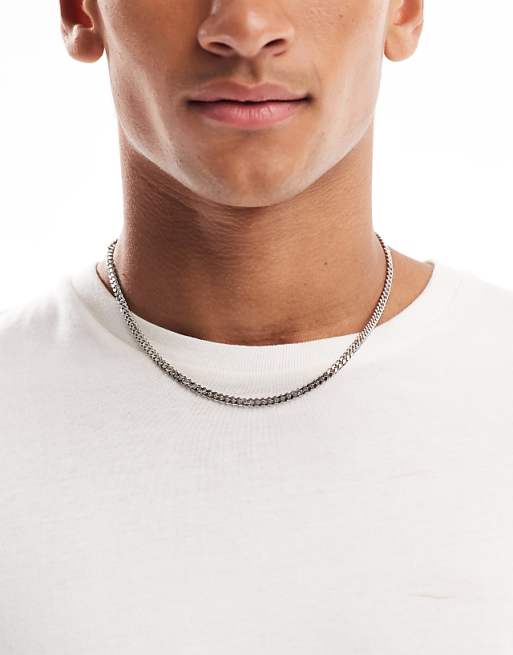 DESIGN short slim 4mm neck chain in silver tone - SILVER