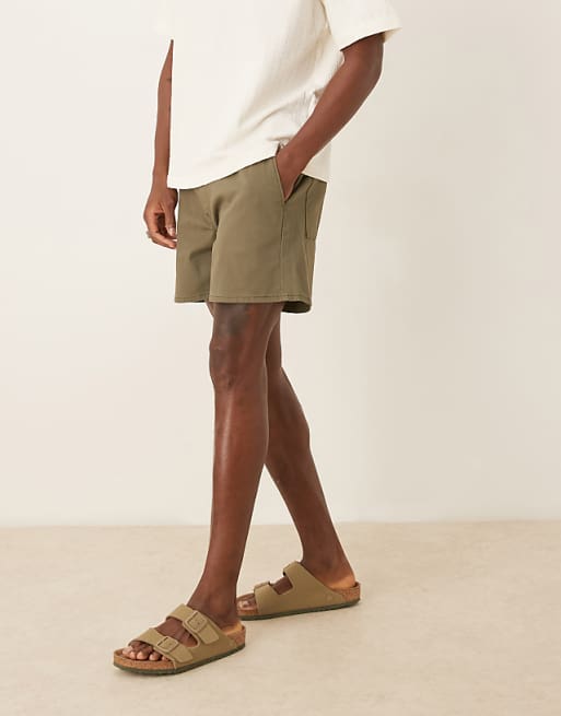 DESIGN Shorter Length Pull On Bermuda Short In Khaki