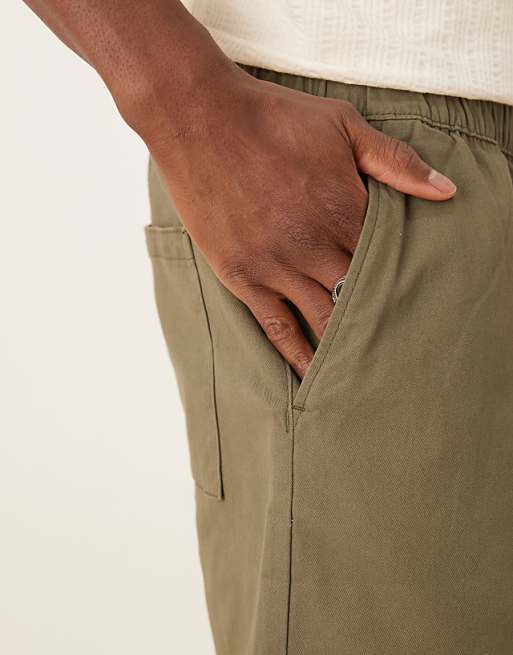 DESIGN Shorter Length Pull On Bermuda Short In Khaki