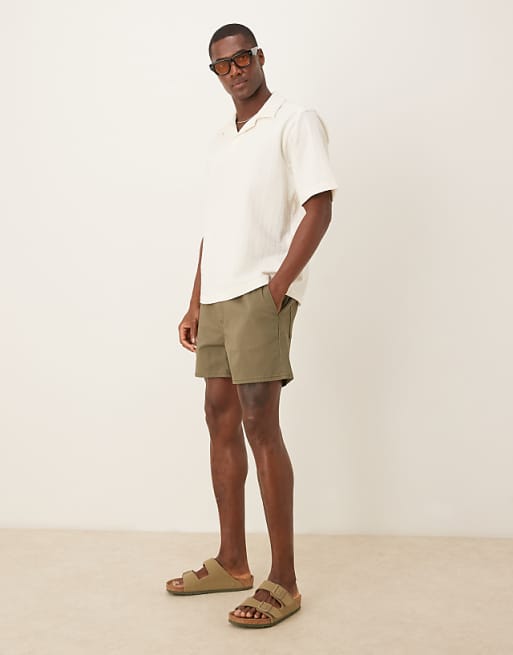 DESIGN shorter length pull on bermuda short in khaki