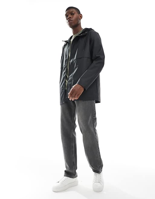 DESIGN Shower Resistant Rain Jacket In Black