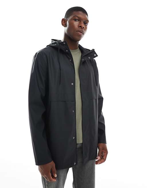 DESIGN shower resistant rain jacket in black