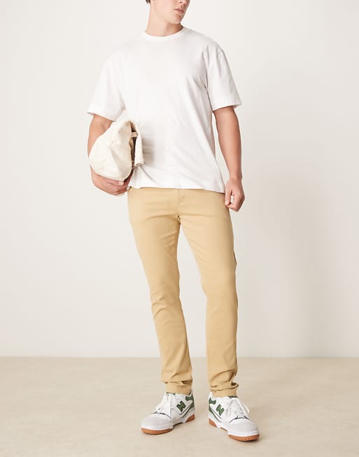 DESIGN skinny chinos in beige