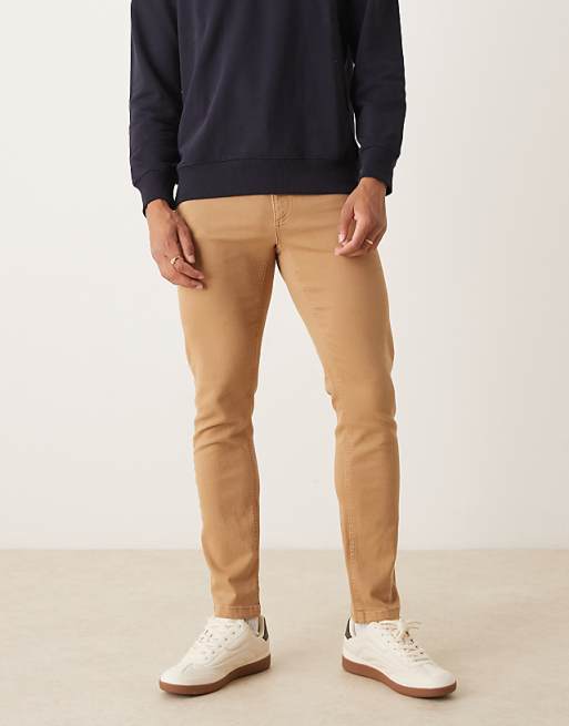DESIGN skinny chinos in beige
