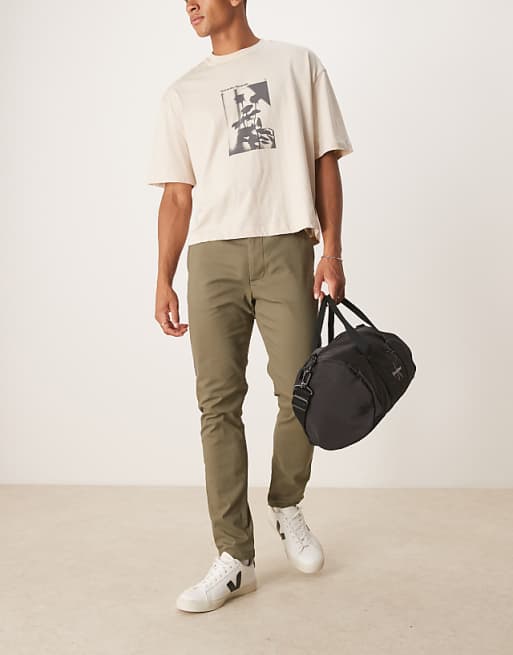 DESIGN skinny chinos in khaki