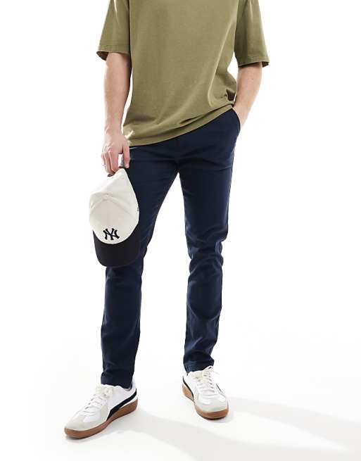 DESIGN skinny fit chinos in navy