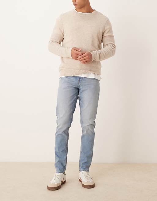 DESIGN skinny jeans in light wash blue
