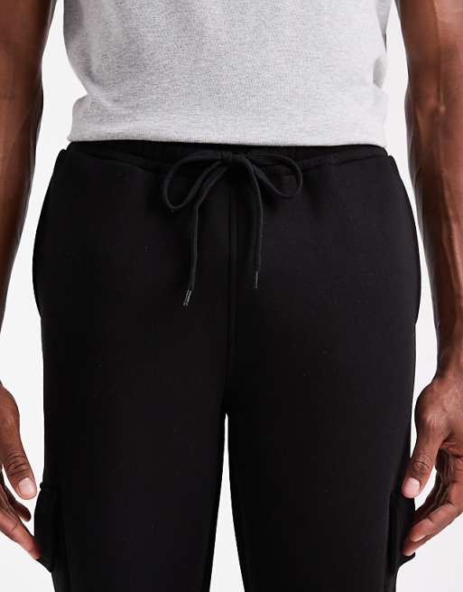 DESIGN Skinny Jogger With Cargo Pockets In Black
