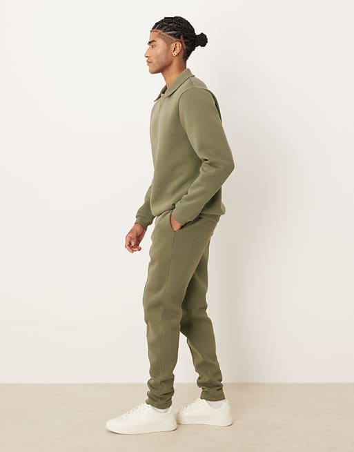 DESIGN Skinny Jogger With Pintucks In Green