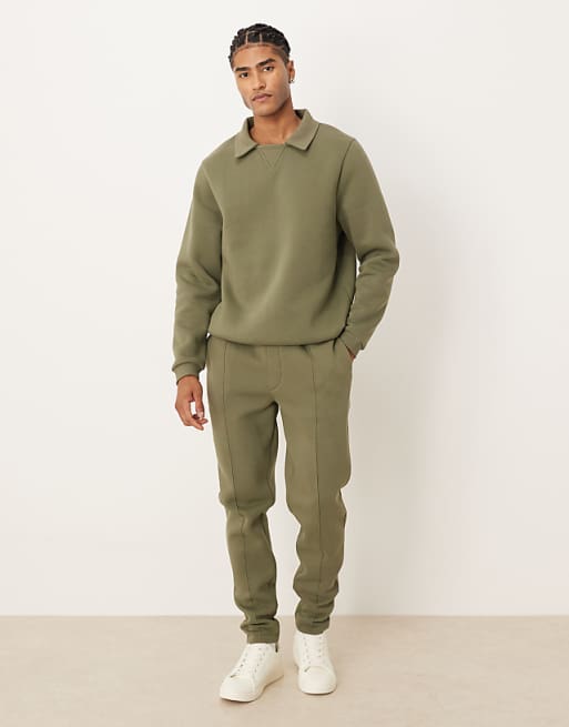 DESIGN skinny jogger with pintucks in green