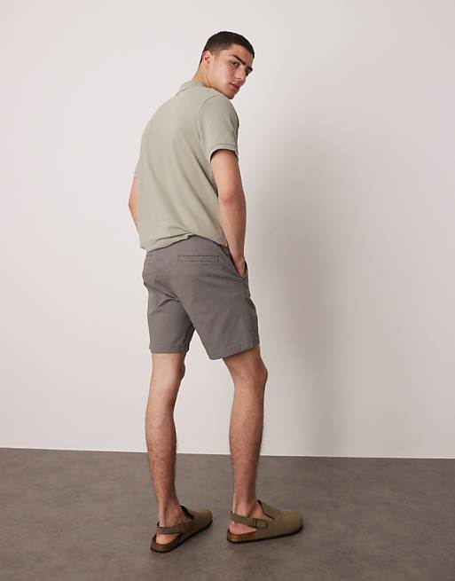 DESIGN Skinny Mid Length Chino Shorts In Grey