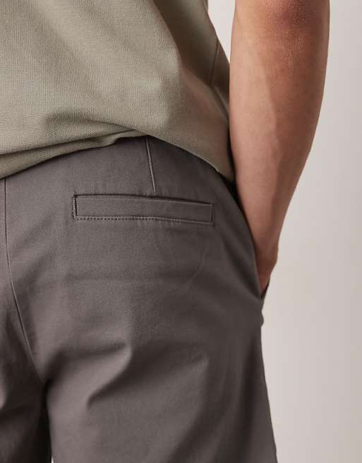 DESIGN Skinny Mid Length Chino Shorts In Grey