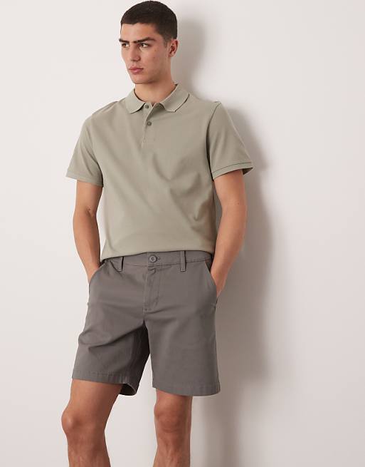 DESIGN Skinny Mid Length Chino Shorts In Grey
