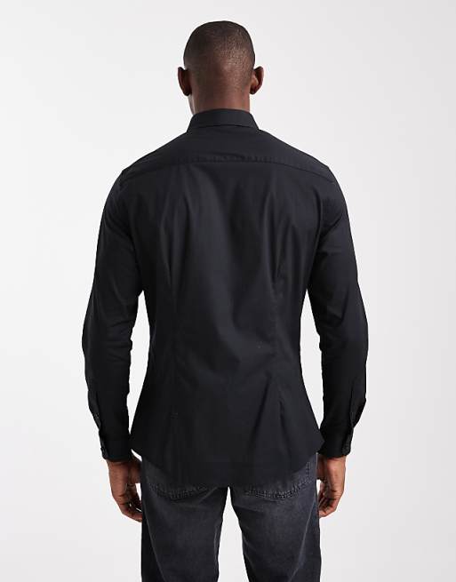 DESIGN Skinny Stretch Work Shirt In Black
