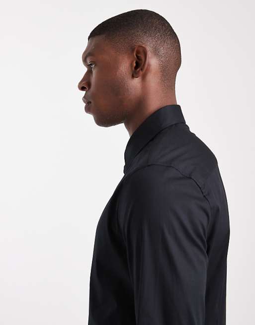 DESIGN Skinny Stretch Work Shirt In Black