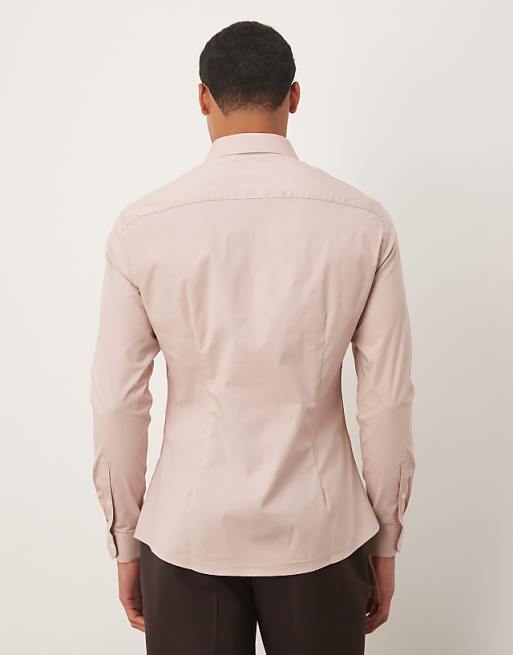 DESIGN Skinny Stretch Work Shirt In Light Pink
