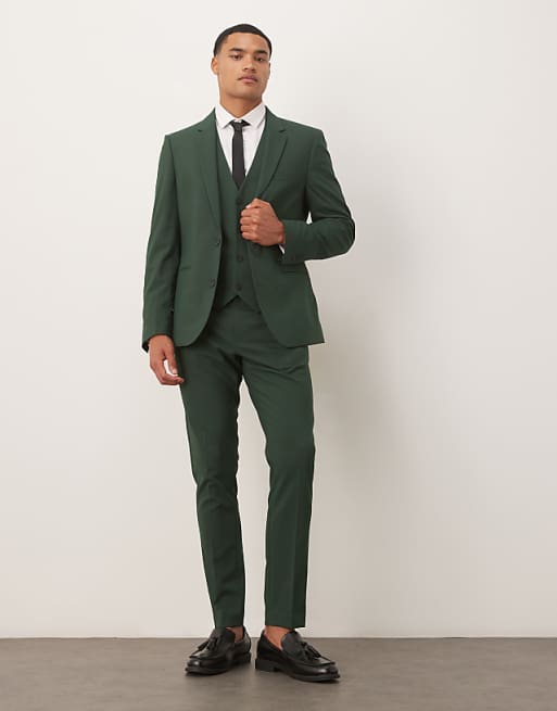 DESIGN skinny suit fit dark green