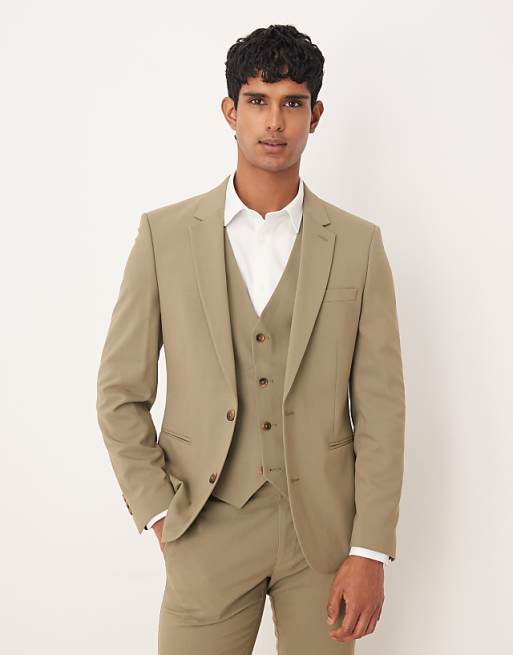 DESIGN Skinny Suit In Khaki Colour