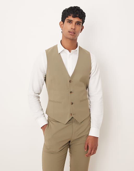 DESIGN Skinny Suit In Khaki Colour